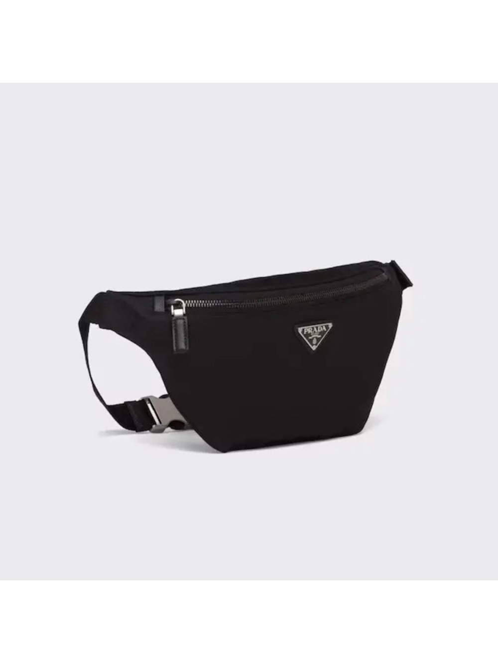 Prada Black Nylon Belt Bag with Triangular Logo
